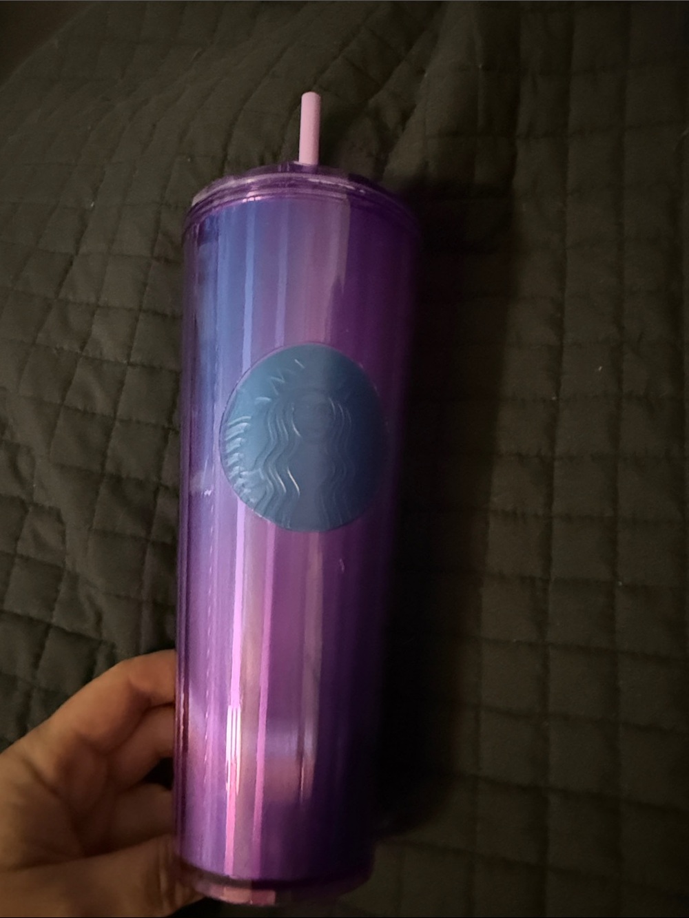 Starbucks 24oz Shimmery Purple Ombre Tumbler with Pink Straw